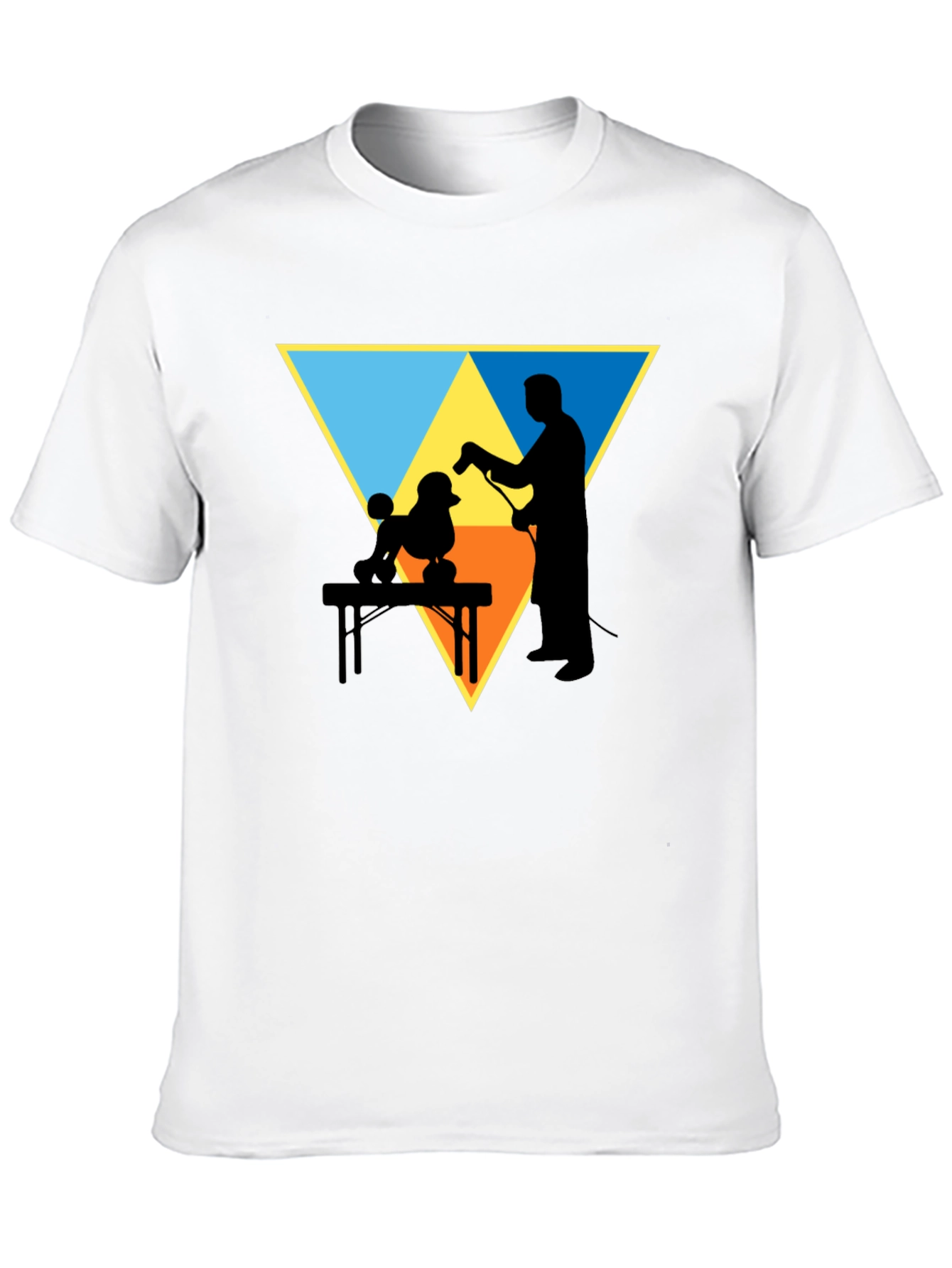 Dog Groomer Silhouette Graphic Tee - Triangle Design