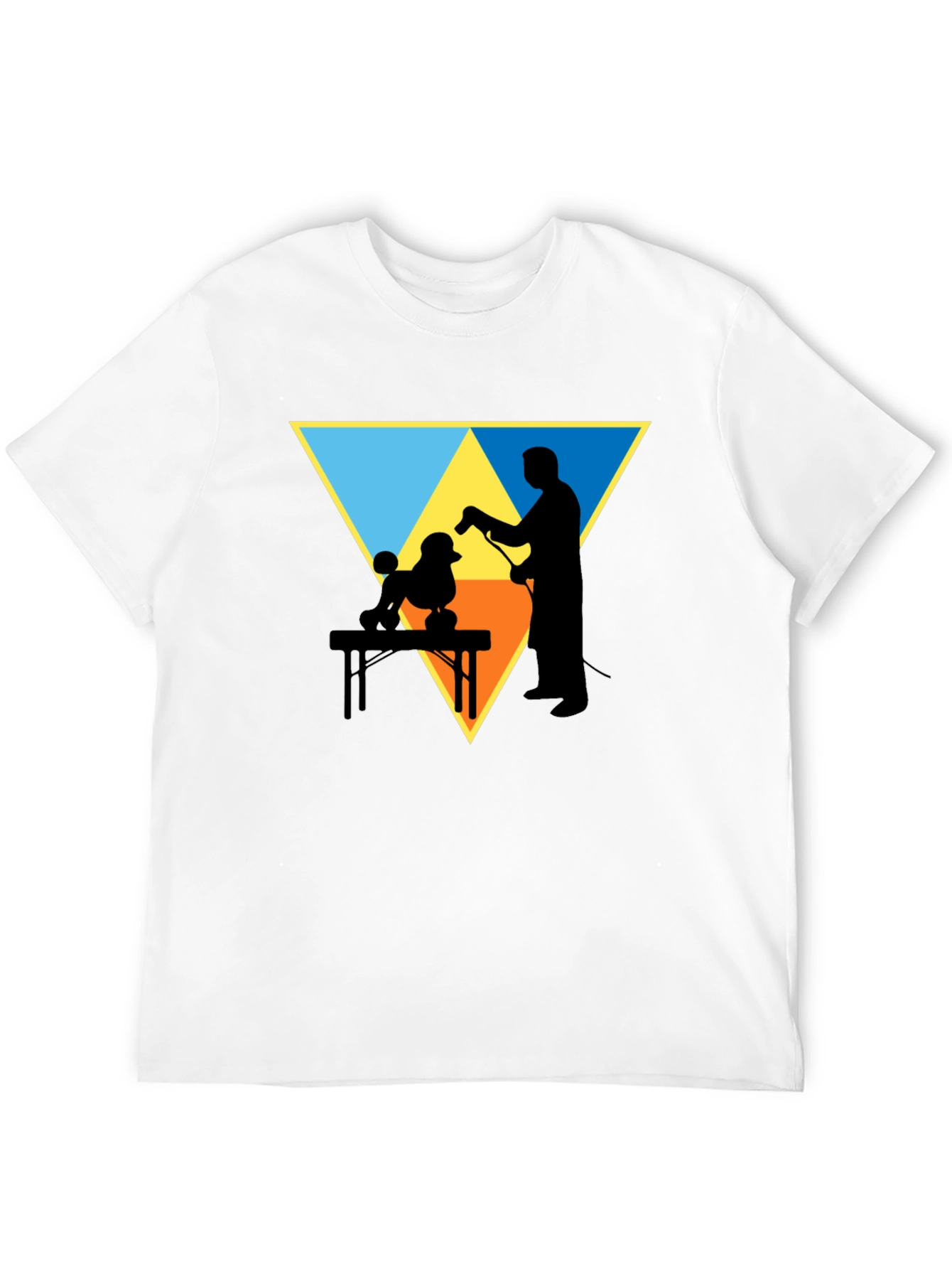 Dog Groomer Silhouette Graphic Tee - Triangle Design