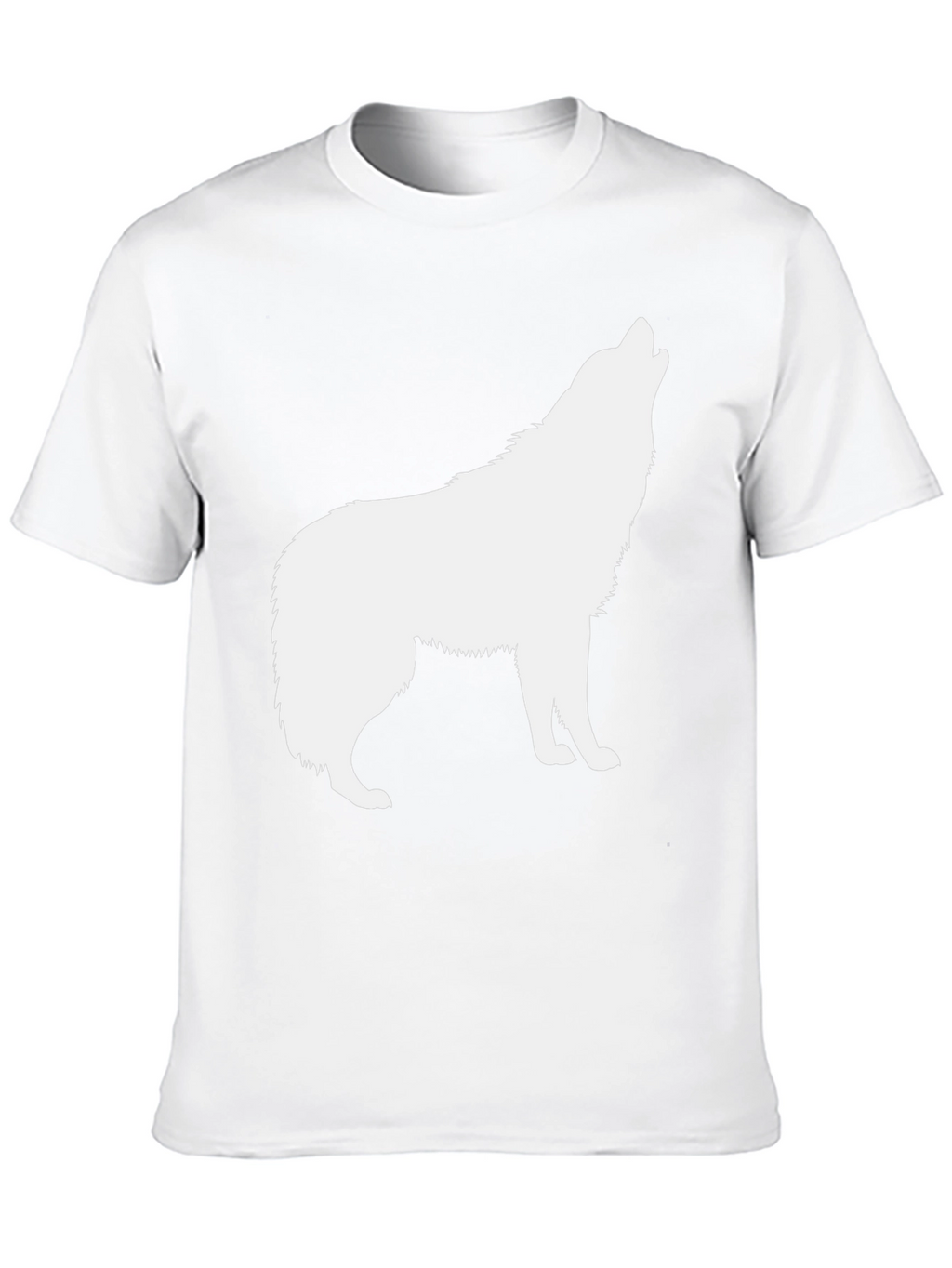 Mens Black T-Shirt with White Wolf Graphic