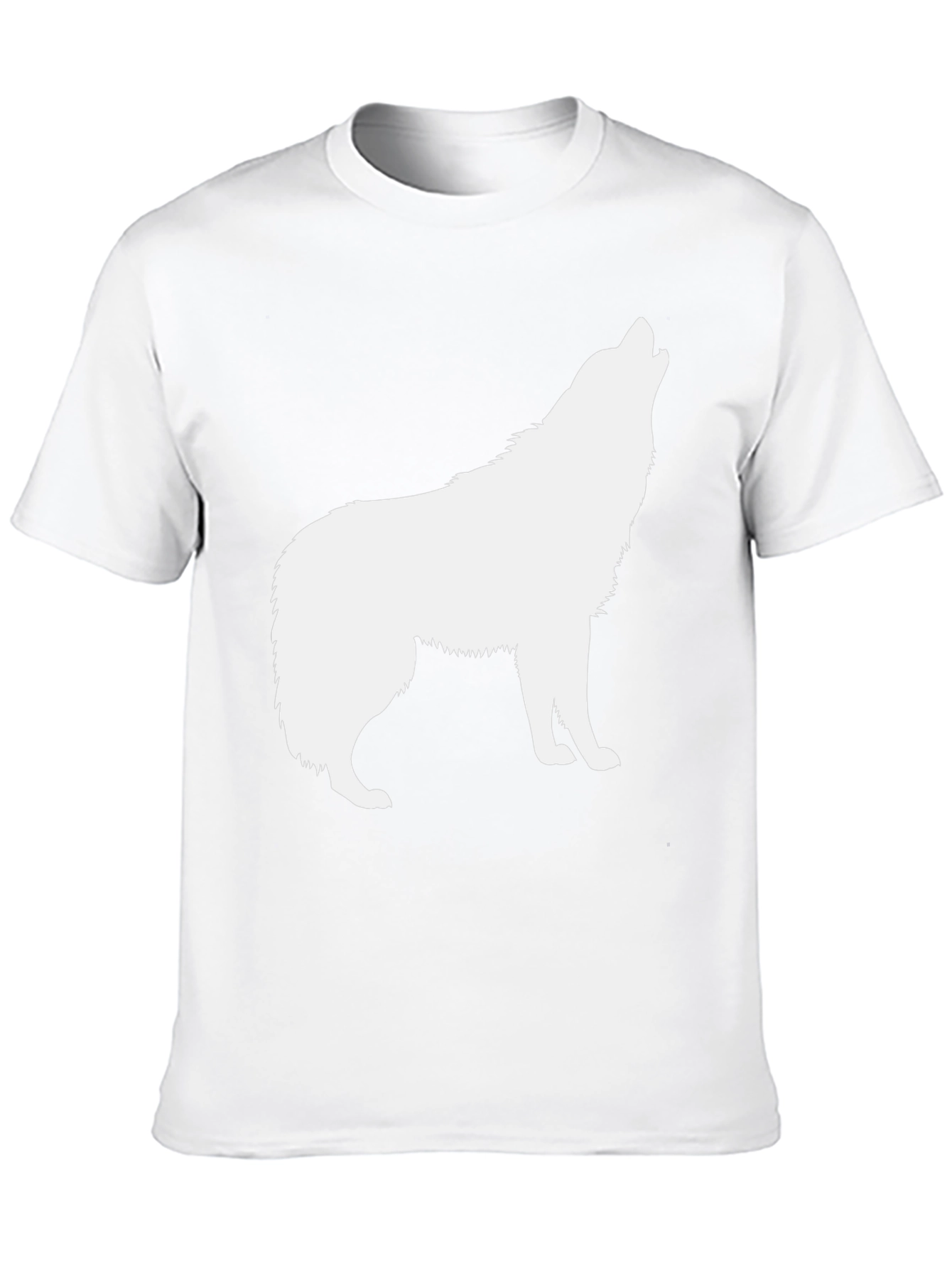 Mens Black T-Shirt with White Wolf Graphic