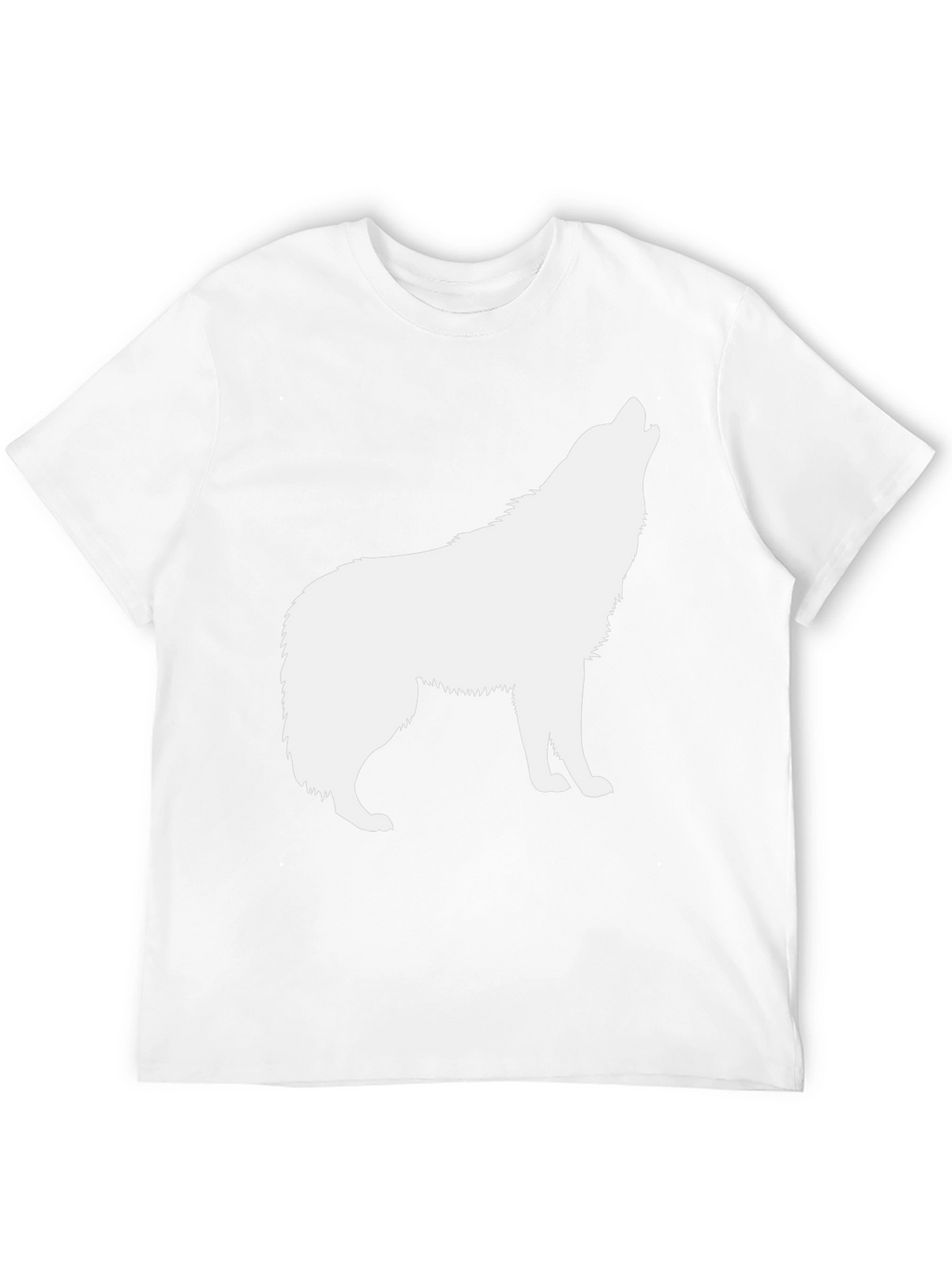 Mens Black T-Shirt with White Wolf Graphic