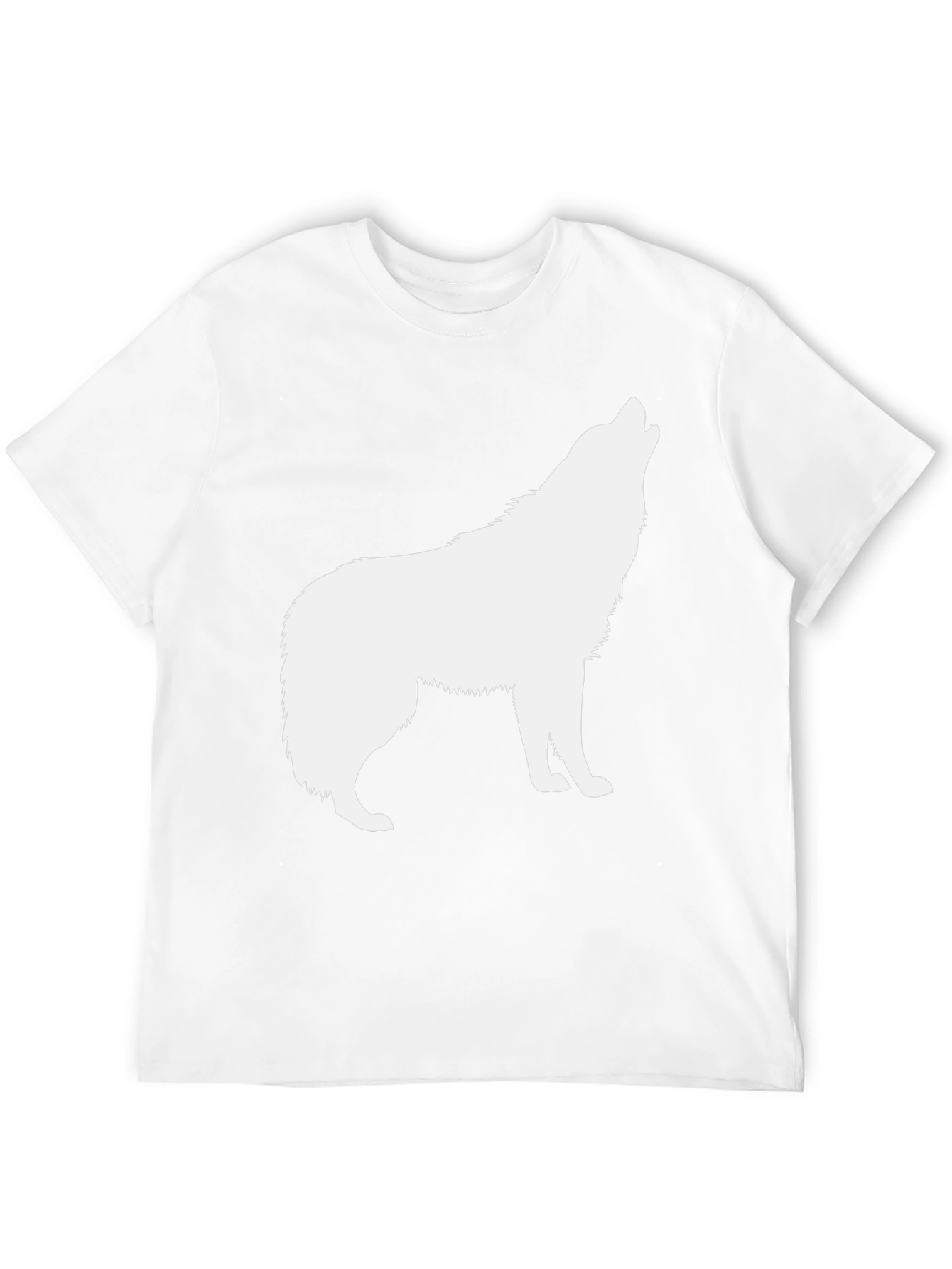 Mens Black T-Shirt with White Wolf Graphic