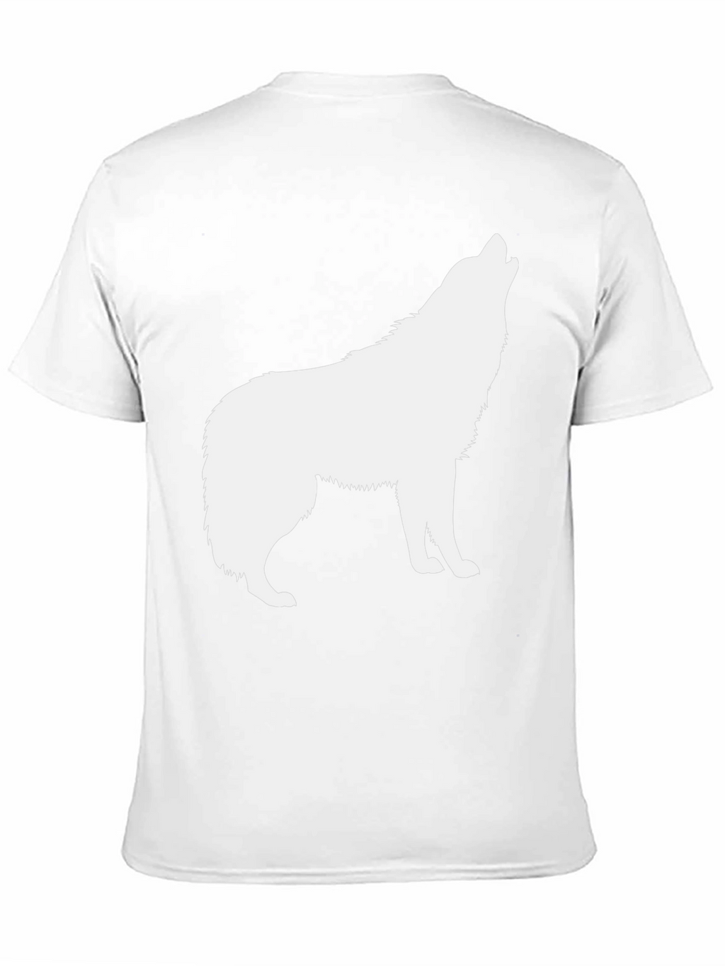 Mens Black T-Shirt with White Wolf Graphic
