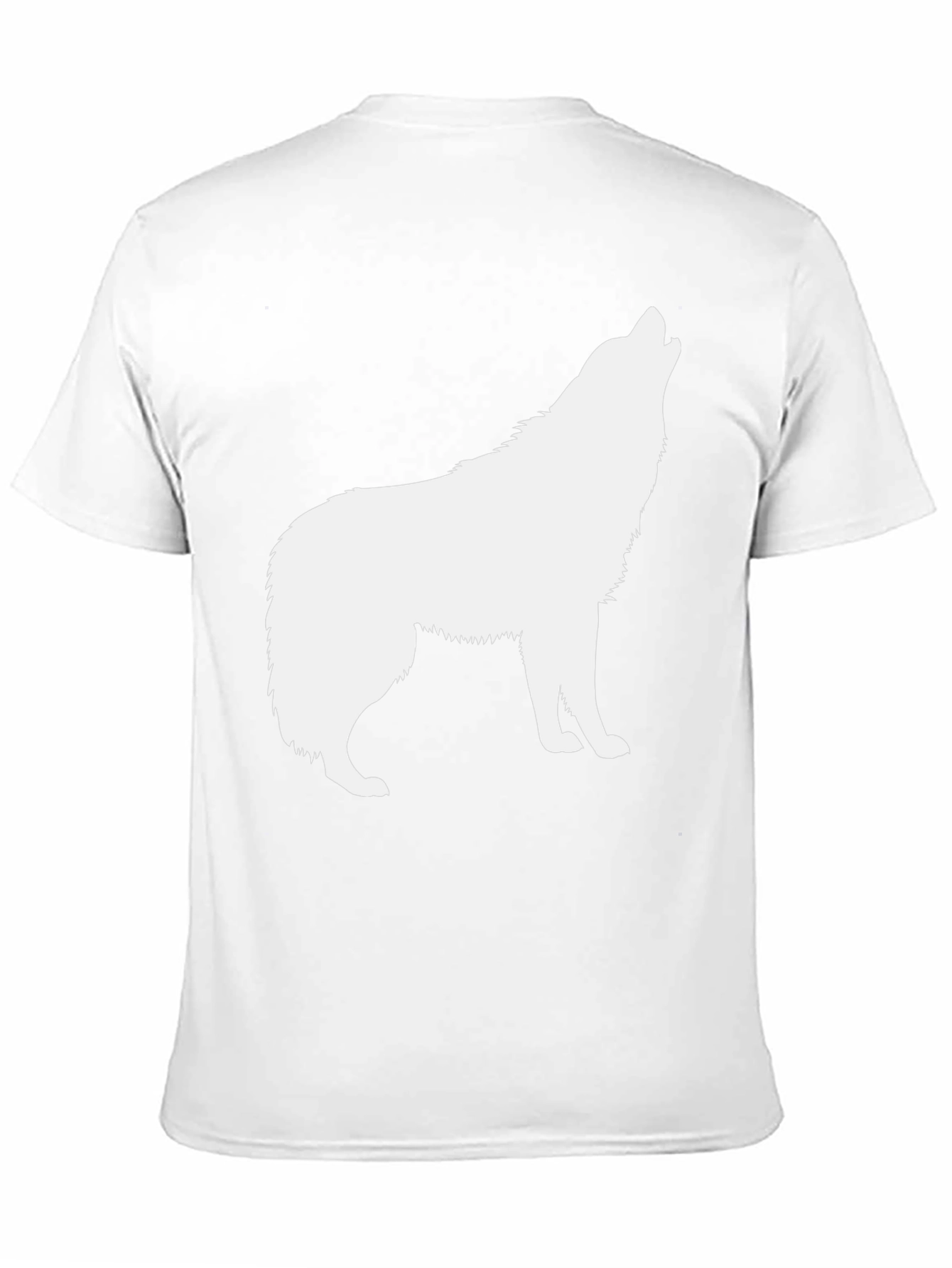 Mens Black T-Shirt with White Wolf Graphic