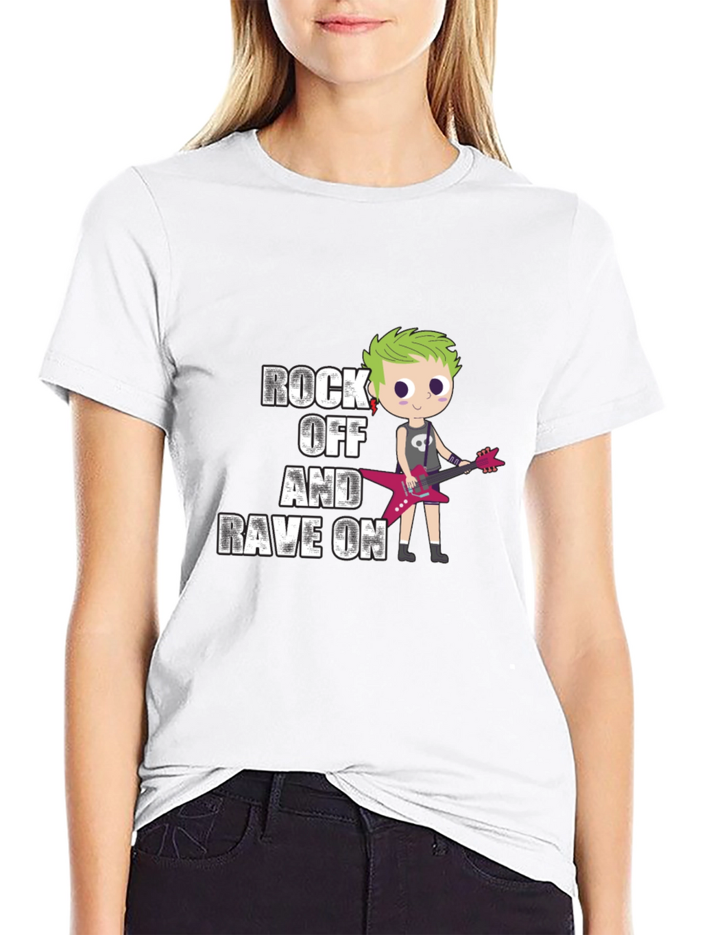 Rock Off and Rave On Black Graphic T-Shirt