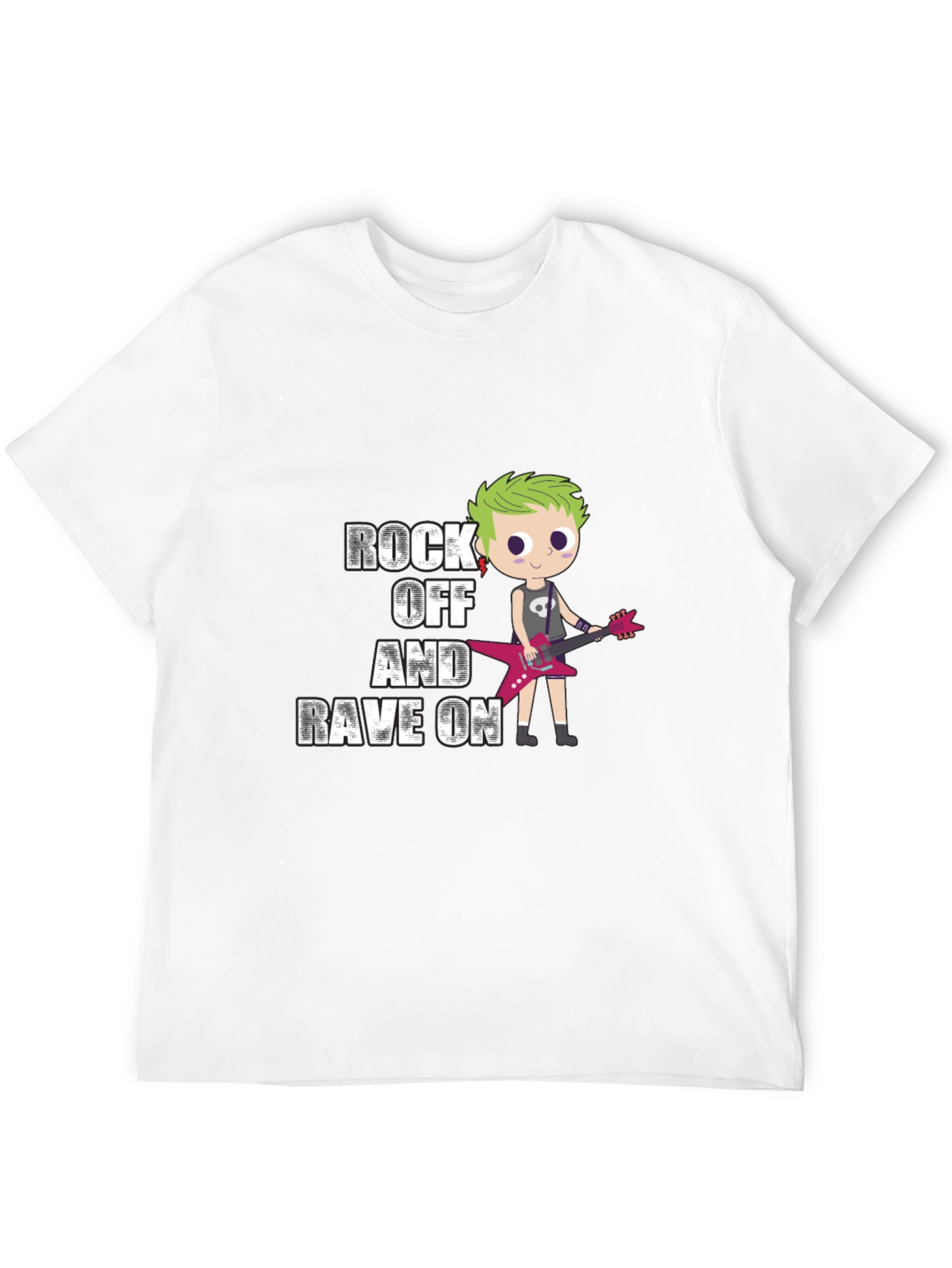 Rock Off and Rave On Black Graphic T-Shirt