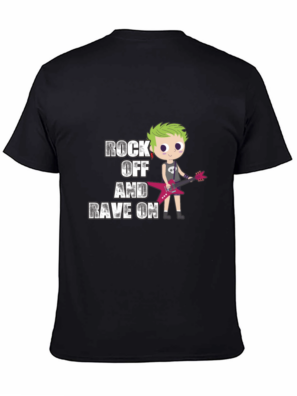 Rock Off and Rave On Black Graphic T-Shirt