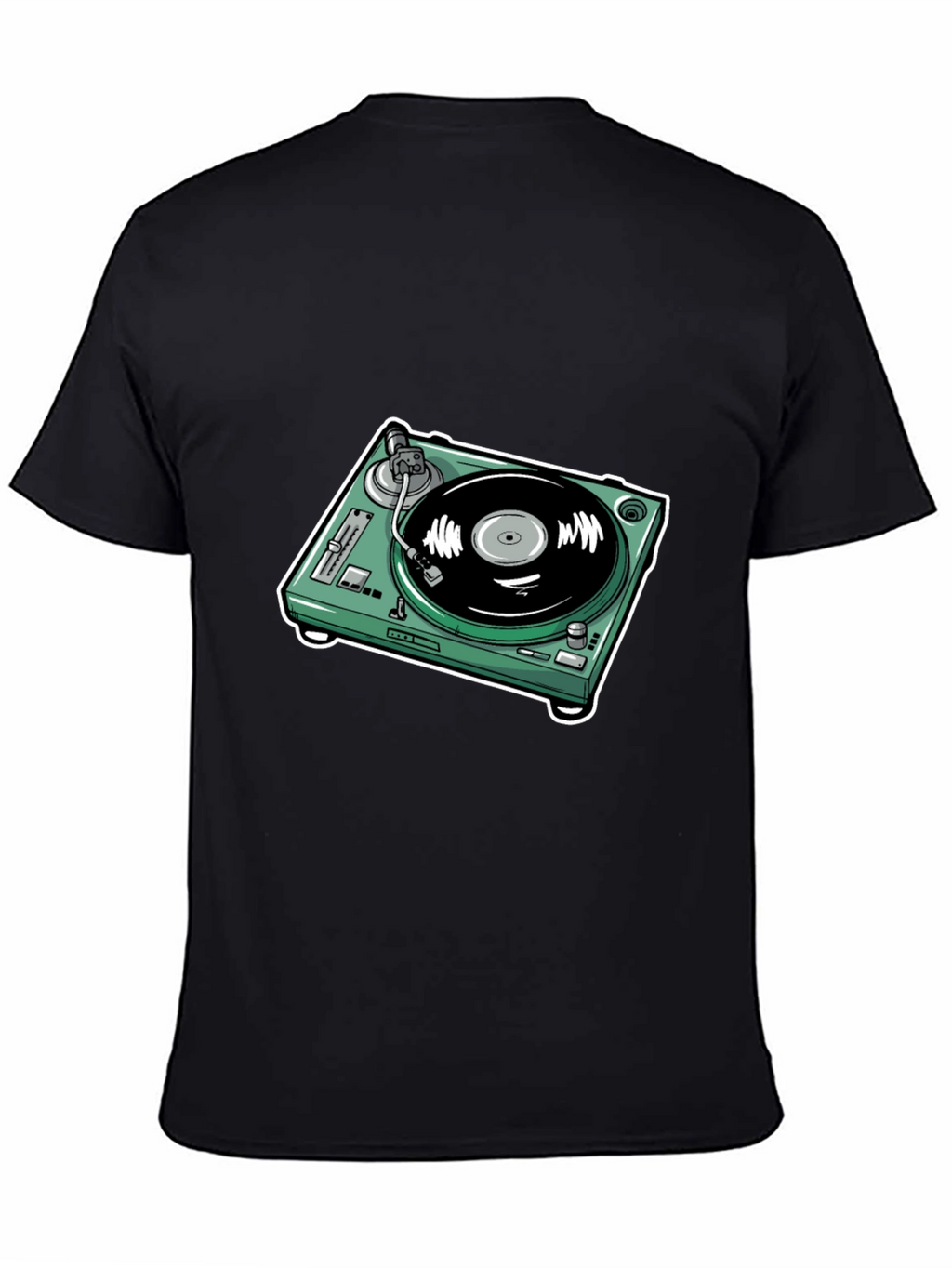 DJ Turntable Graphic Tee - Black Cotton Comfort