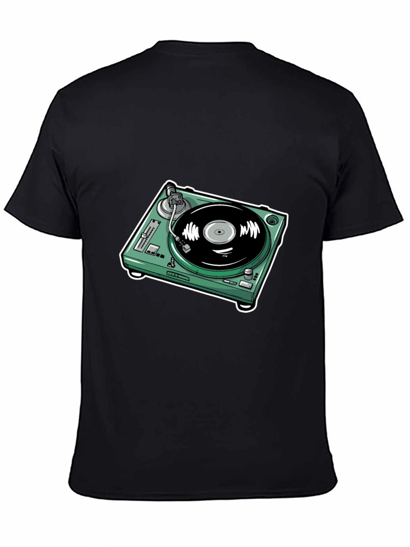 DJ Turntable Graphic Tee - Black Cotton Comfort
