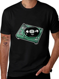 DJ Turntable Graphic Tee - Black Cotton Comfort