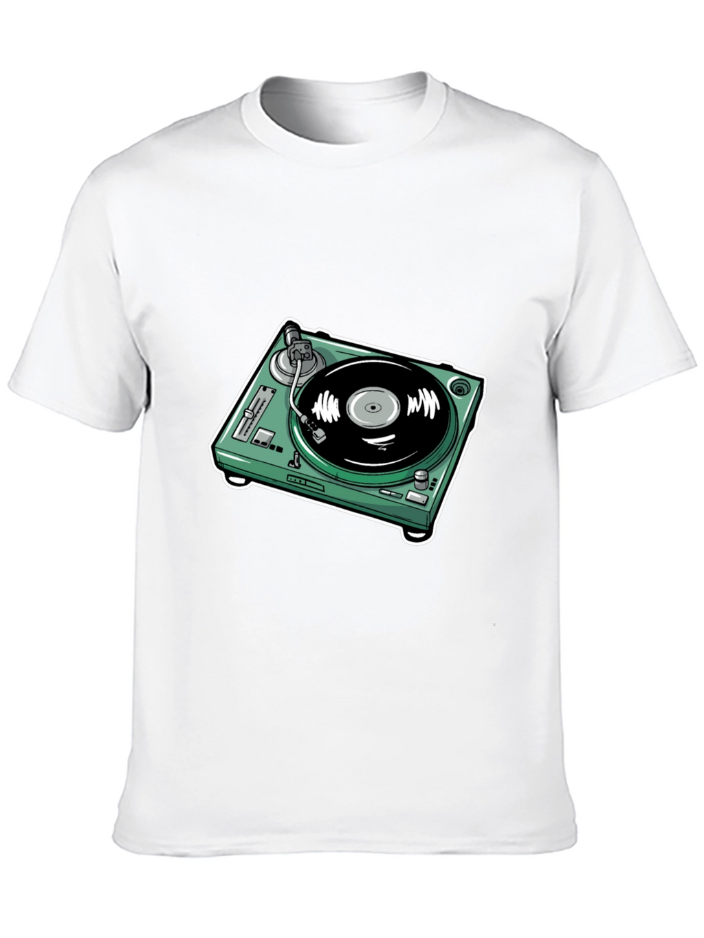 DJ Turntable Graphic Tee - Black Cotton Comfort