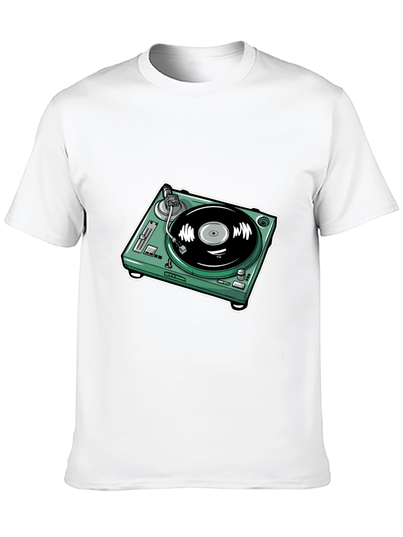 DJ Turntable Graphic Tee - Black Cotton Comfort