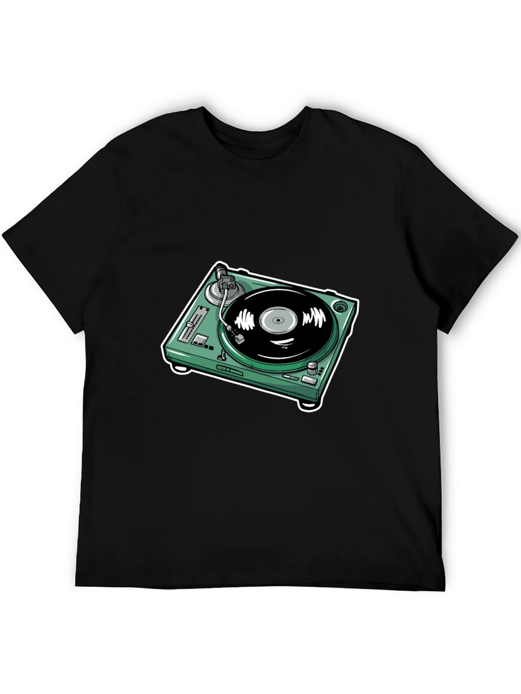 DJ Turntable Graphic Tee - Black Cotton Comfort