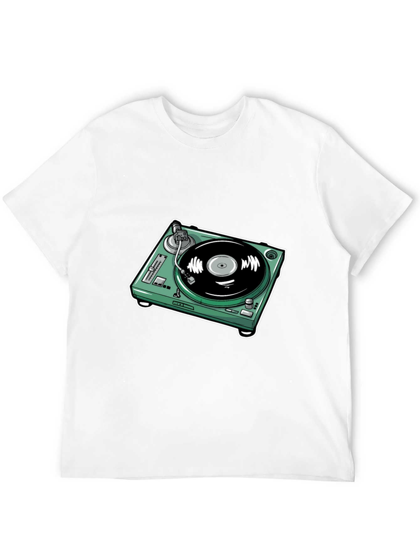 DJ Turntable Graphic Tee - Black Cotton Comfort