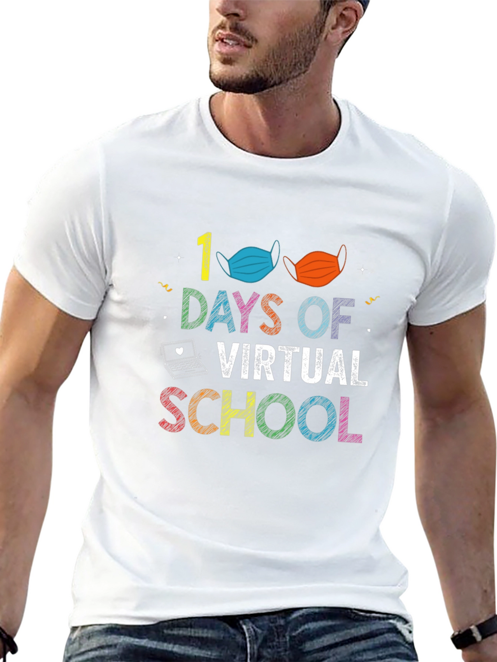 100 Days of Virtual School Black T-Shirt
