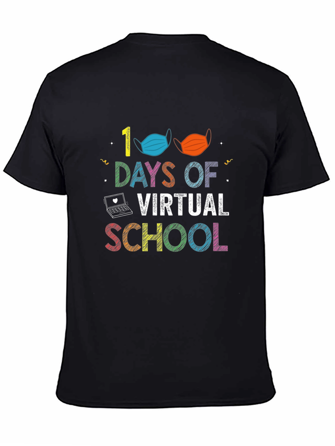 100 Days of Virtual School Black T-Shirt