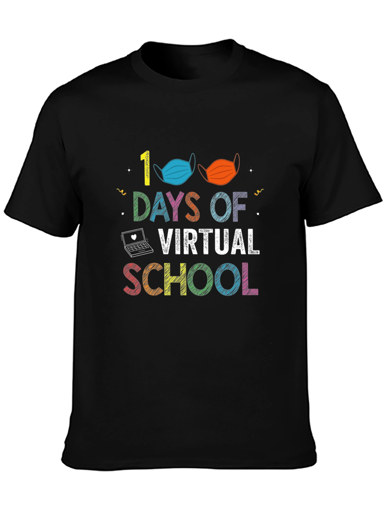 100 Days of Virtual School Black T-Shirt