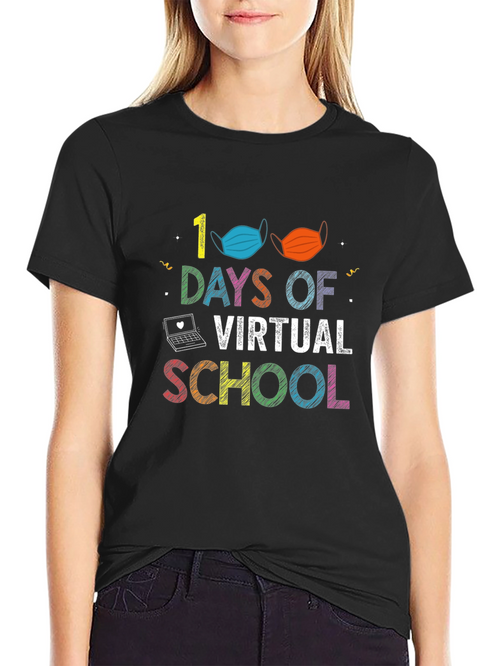 100 Days of Virtual School Black T-Shirt
