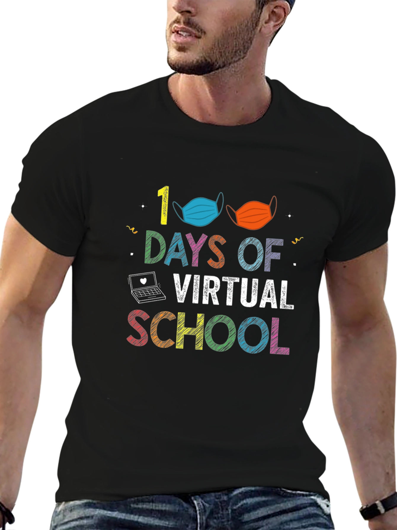 100 Days of Virtual School Black T-Shirt