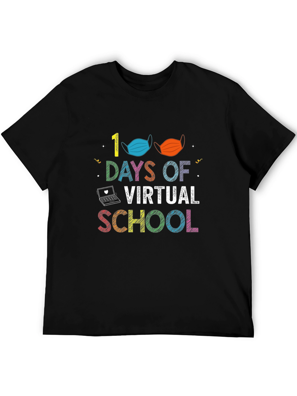 100 Days of Virtual School Black T-Shirt