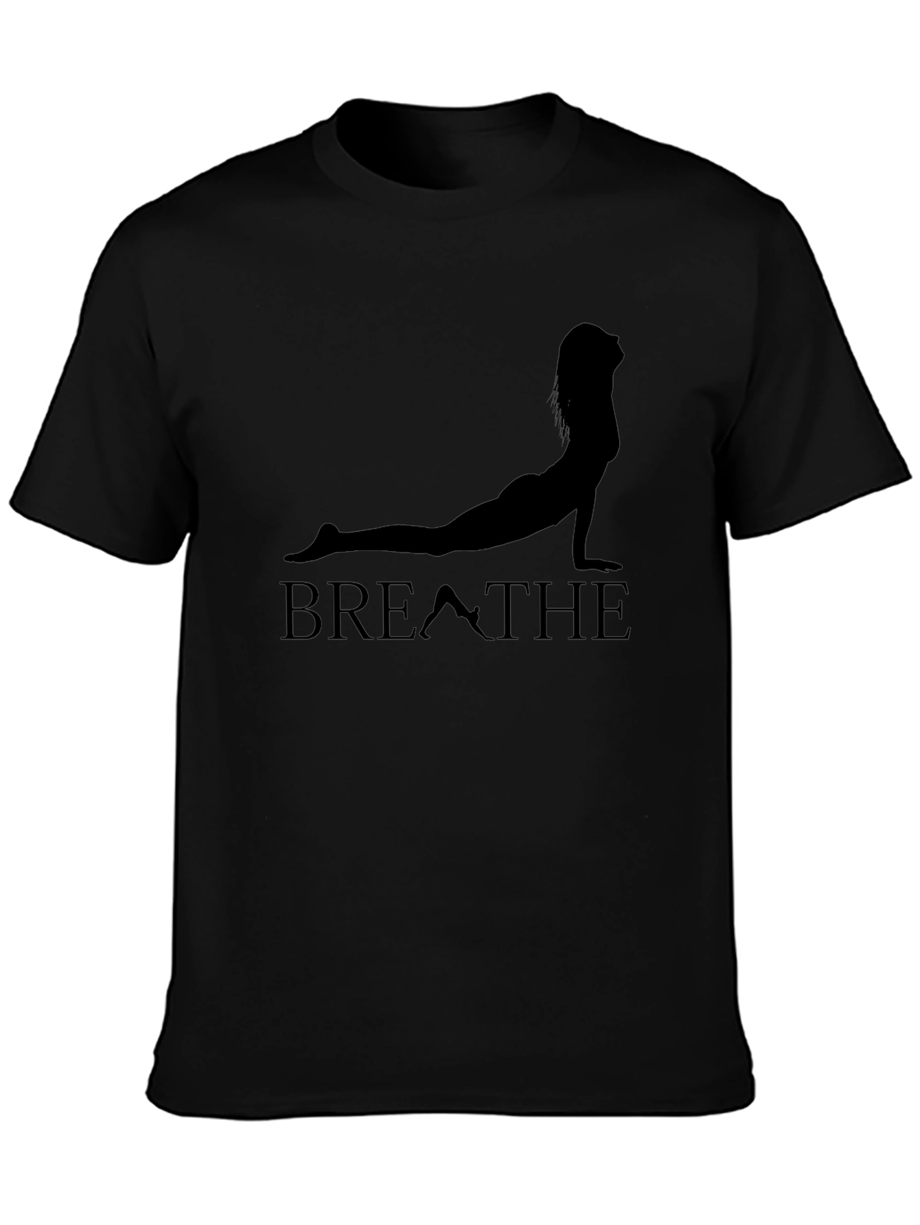 Breathe Yoga Pose Graphic T-Shirt - Black