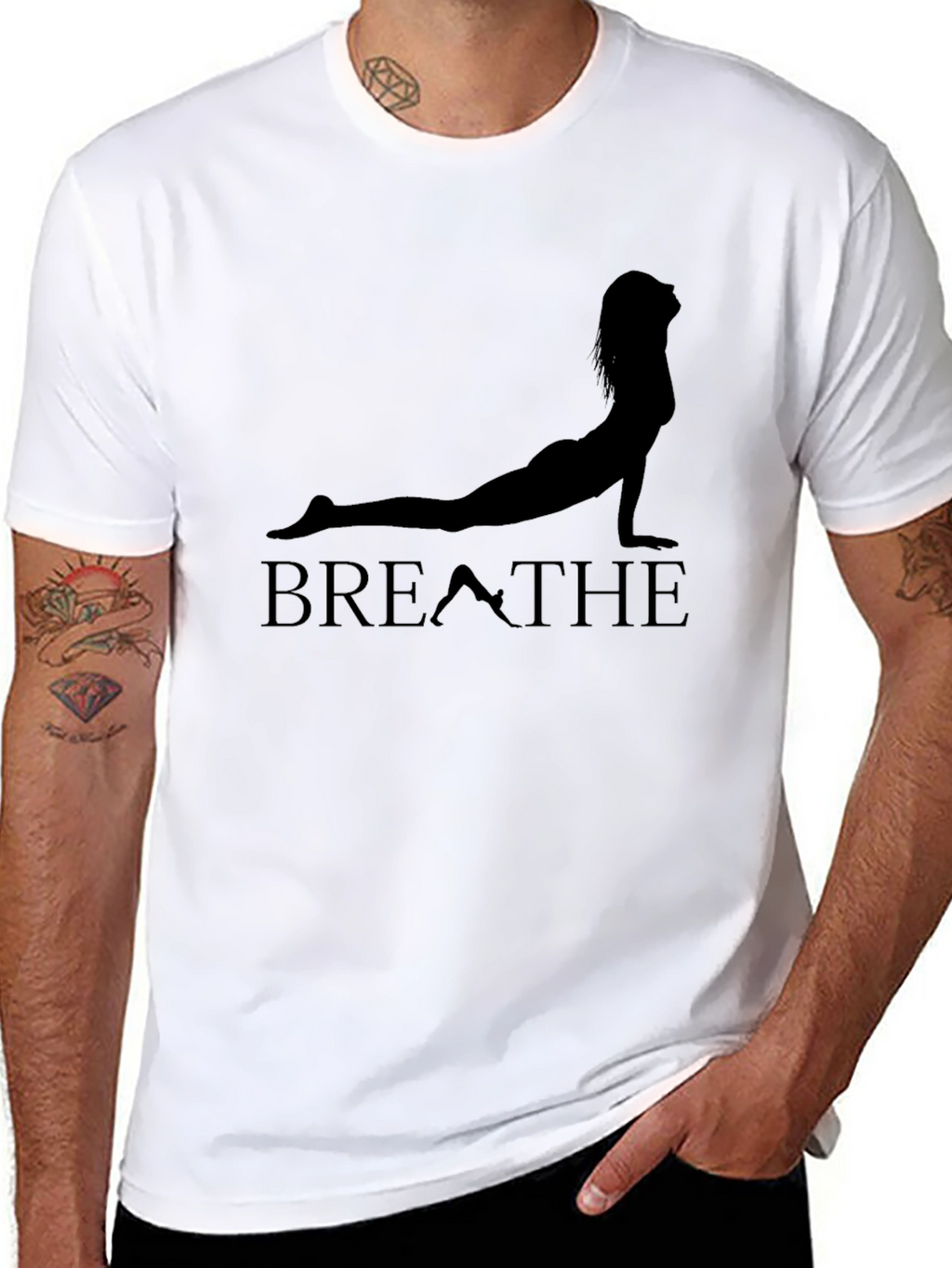 Breathe Yoga Pose Graphic T-Shirt - Black