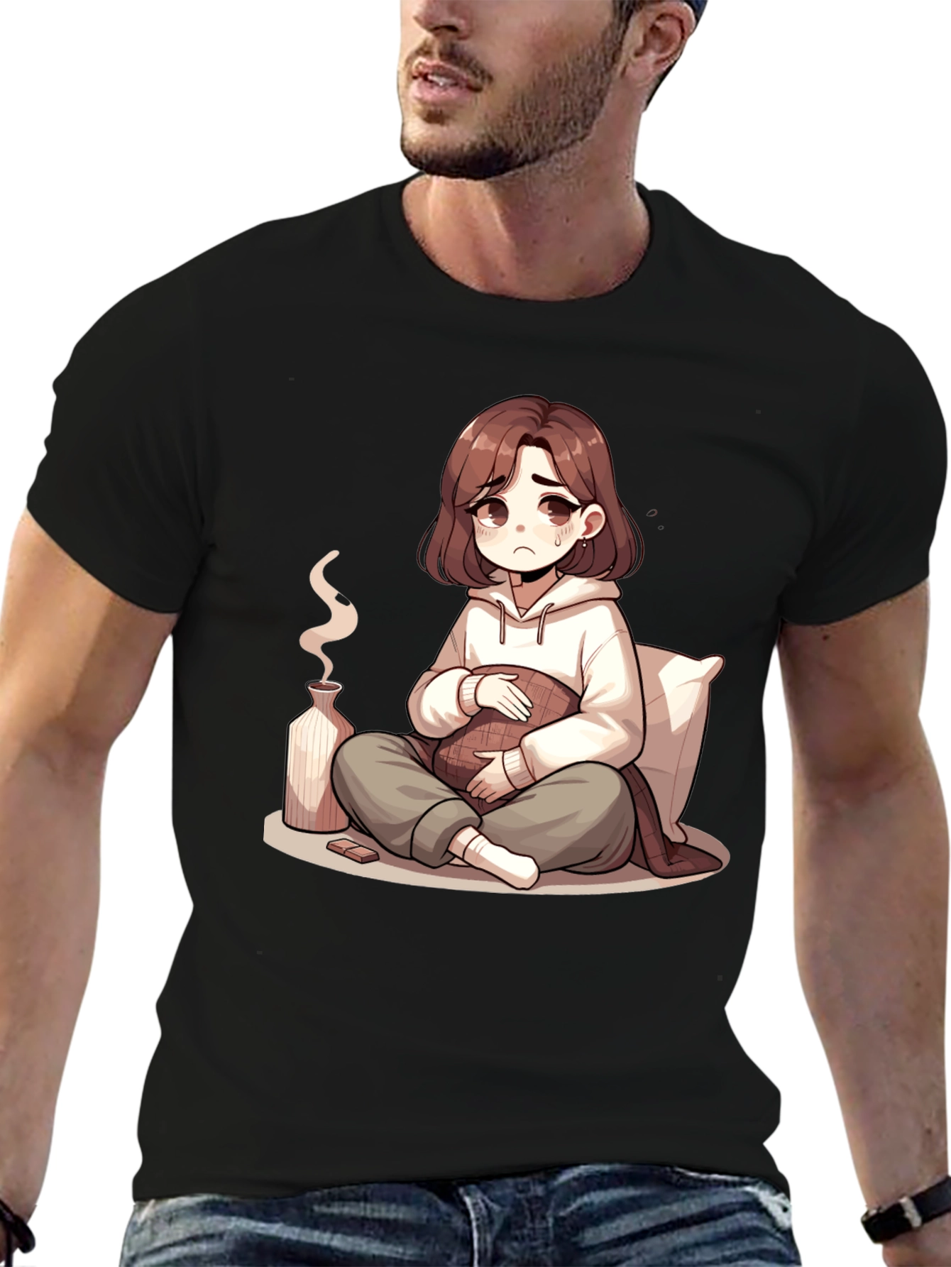 Sad Anime Girl T-Shirt - Unique Graphic Tee