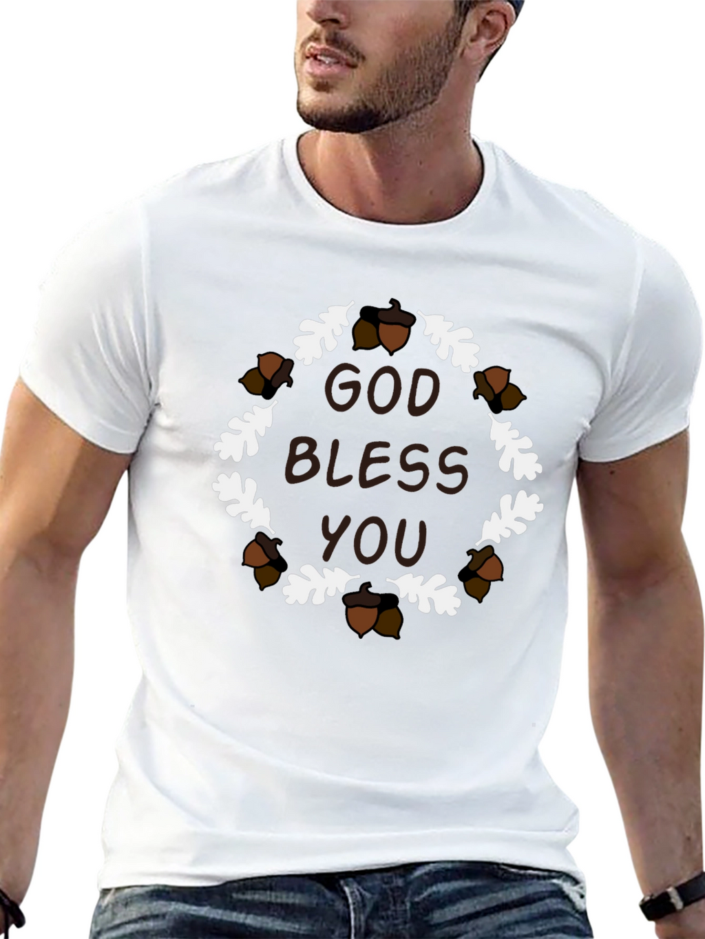 God Bless You Acorn Wreath T-Shirt