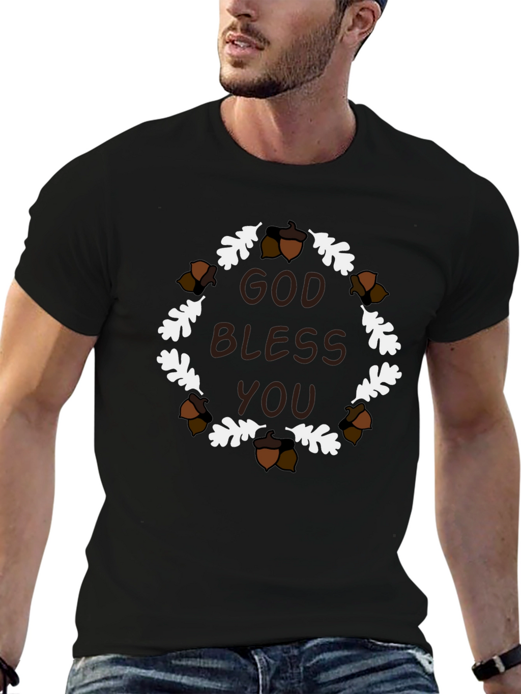 God Bless You Acorn Wreath T-Shirt