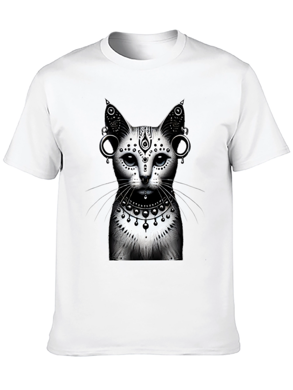 Mystic Cat Graphic Tee - Black Cotton T-Shirt