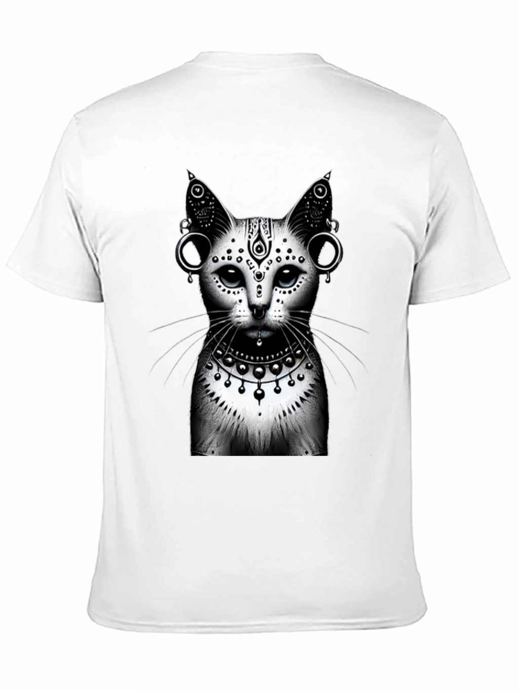 Mystic Cat Graphic Tee - Black Cotton T-Shirt