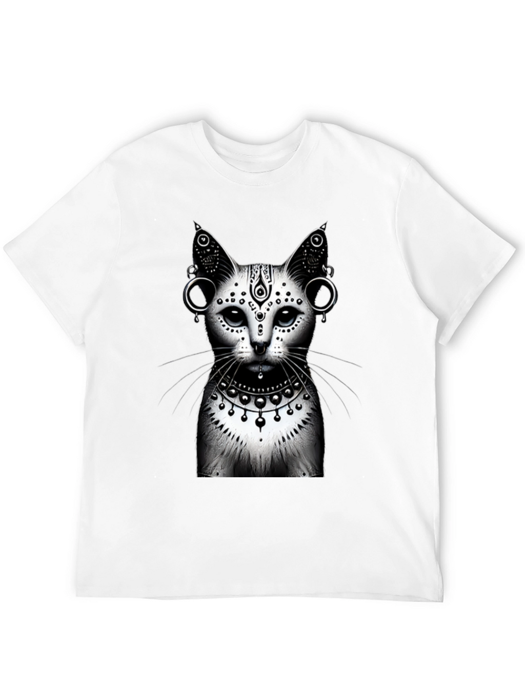 Mystic Cat Graphic Tee - Black Cotton T-Shirt