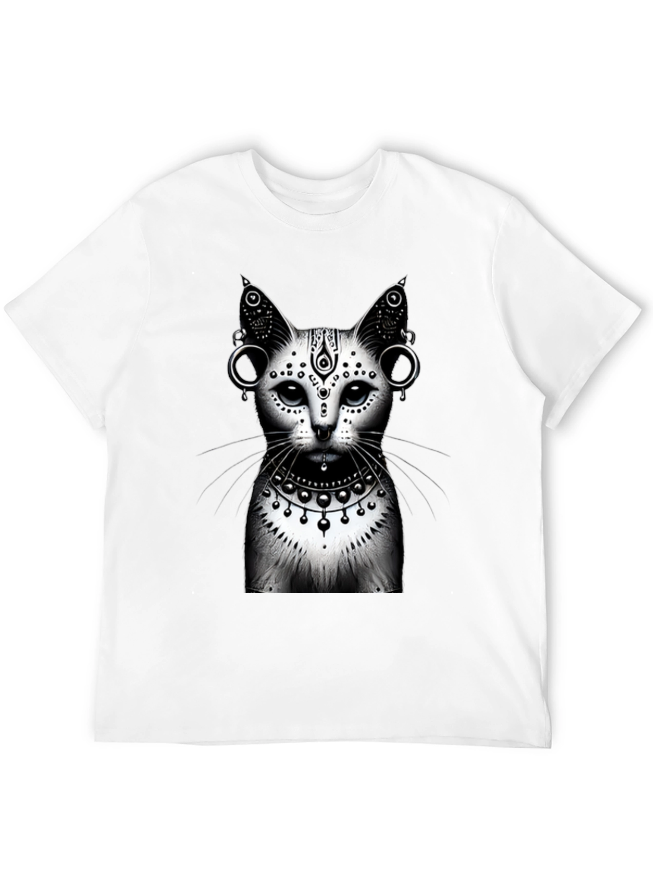Mystic Cat Graphic Tee - Black Cotton T-Shirt