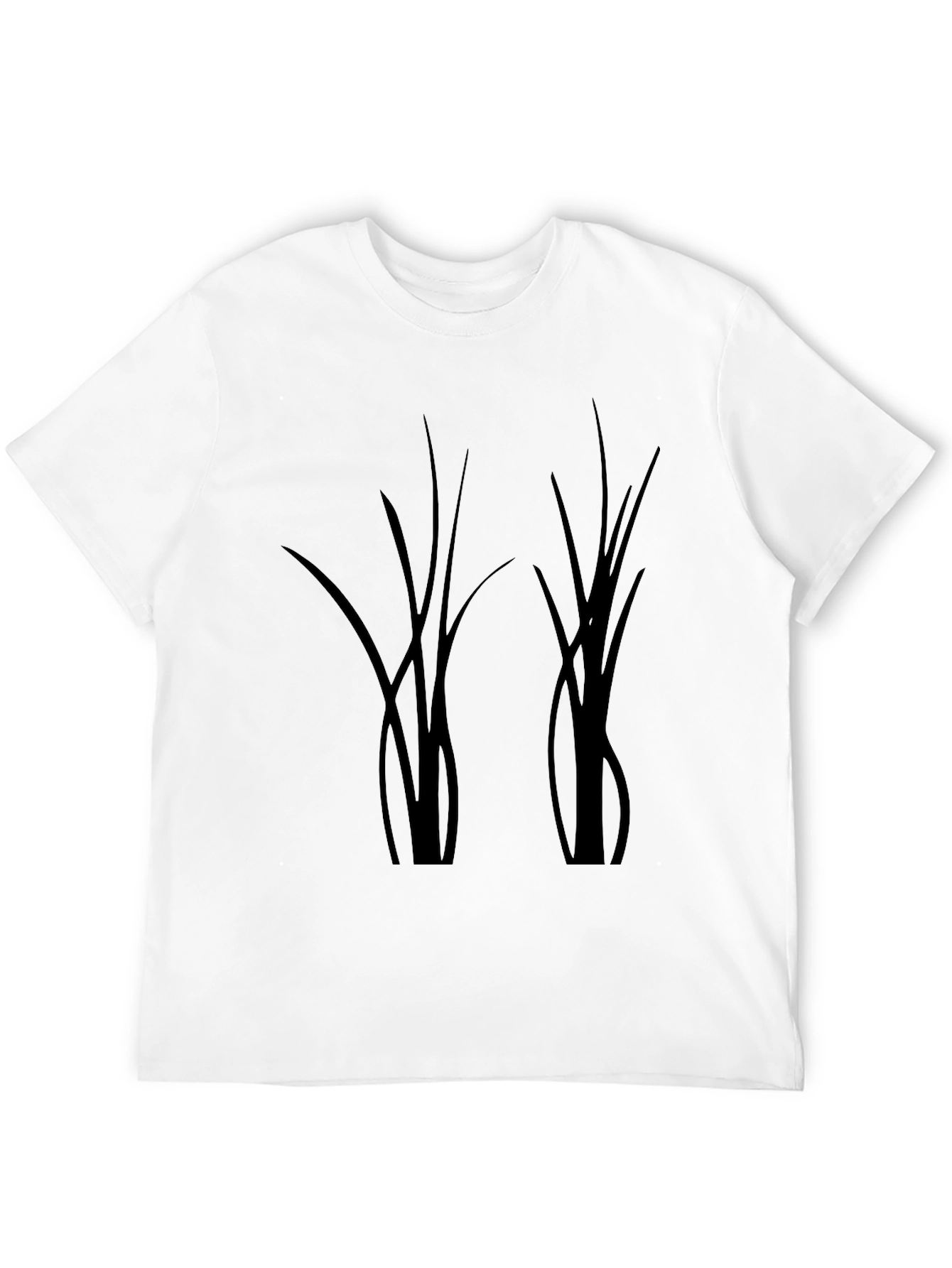 Black T-Shirt with Abstract Botanical Design