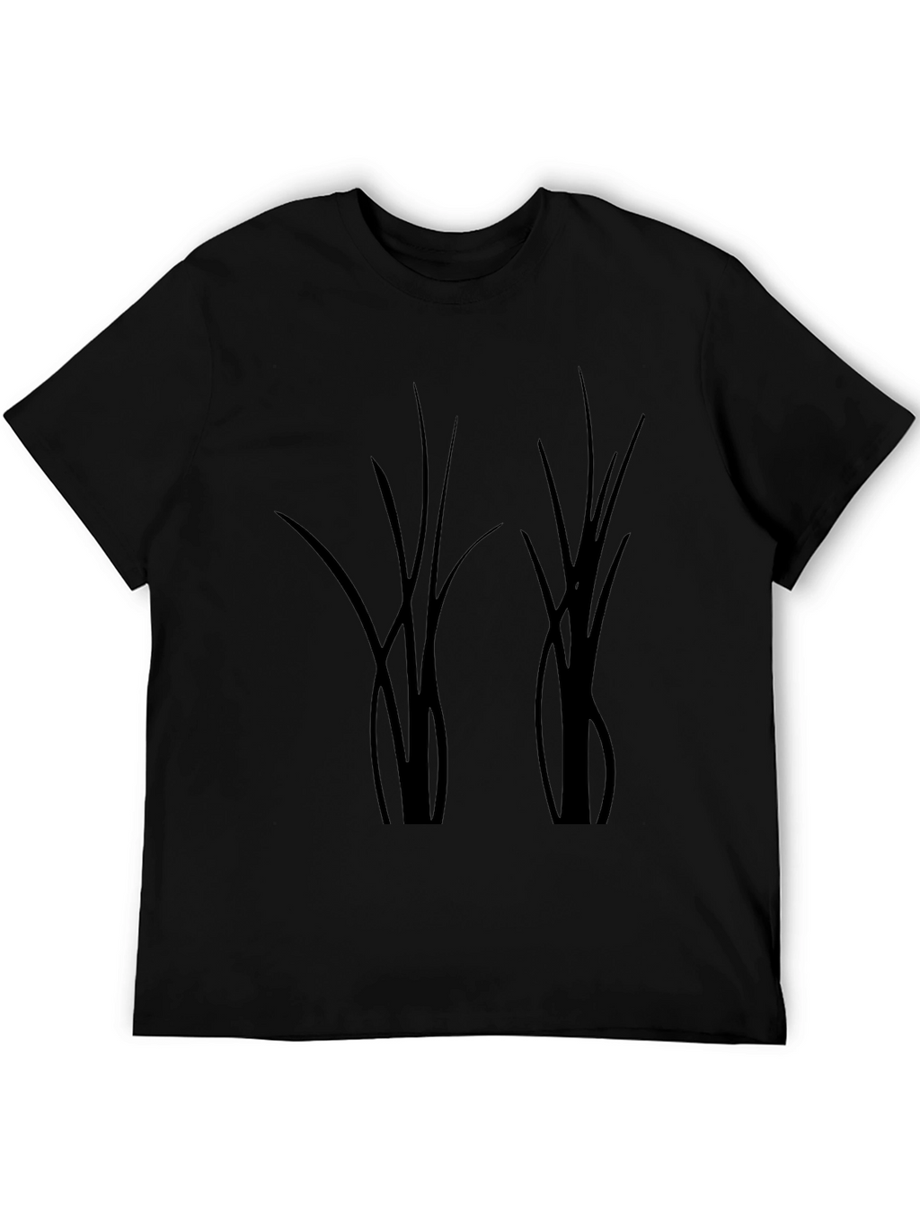 Black T-Shirt with Abstract Botanical Design