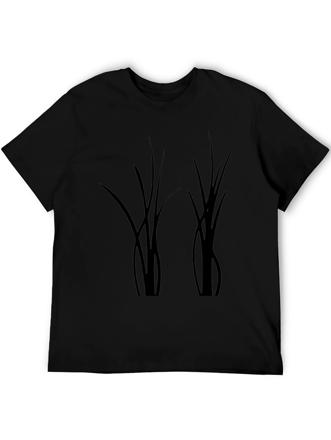 Black T-Shirt with Abstract Botanical Design