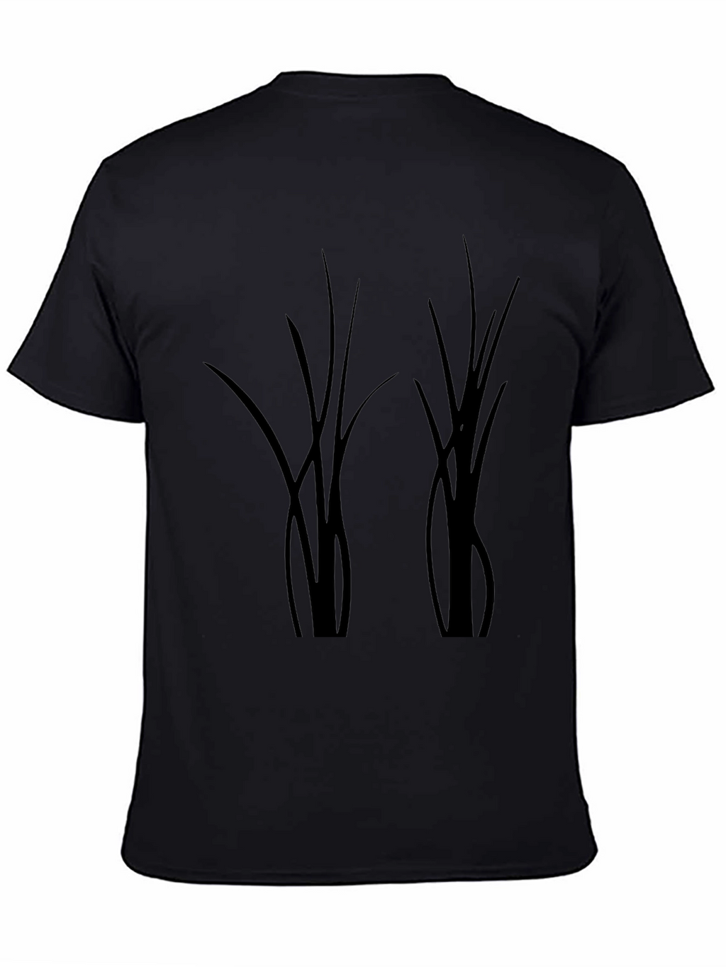 Black T-Shirt with Abstract Botanical Design