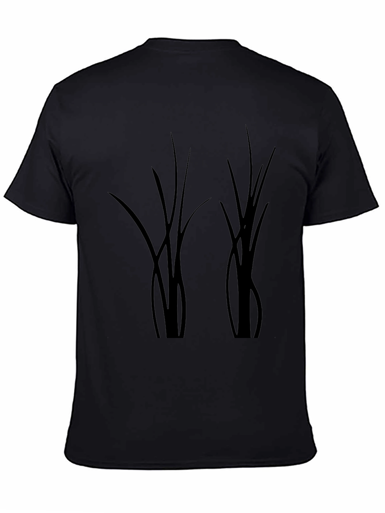 Black T-Shirt with Abstract Botanical Design