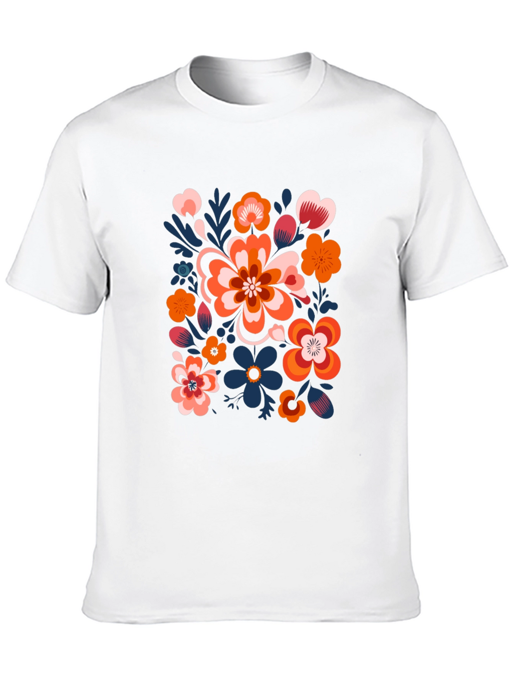 Floral Pattern Black T-Shirt - Unique Graphic Tee