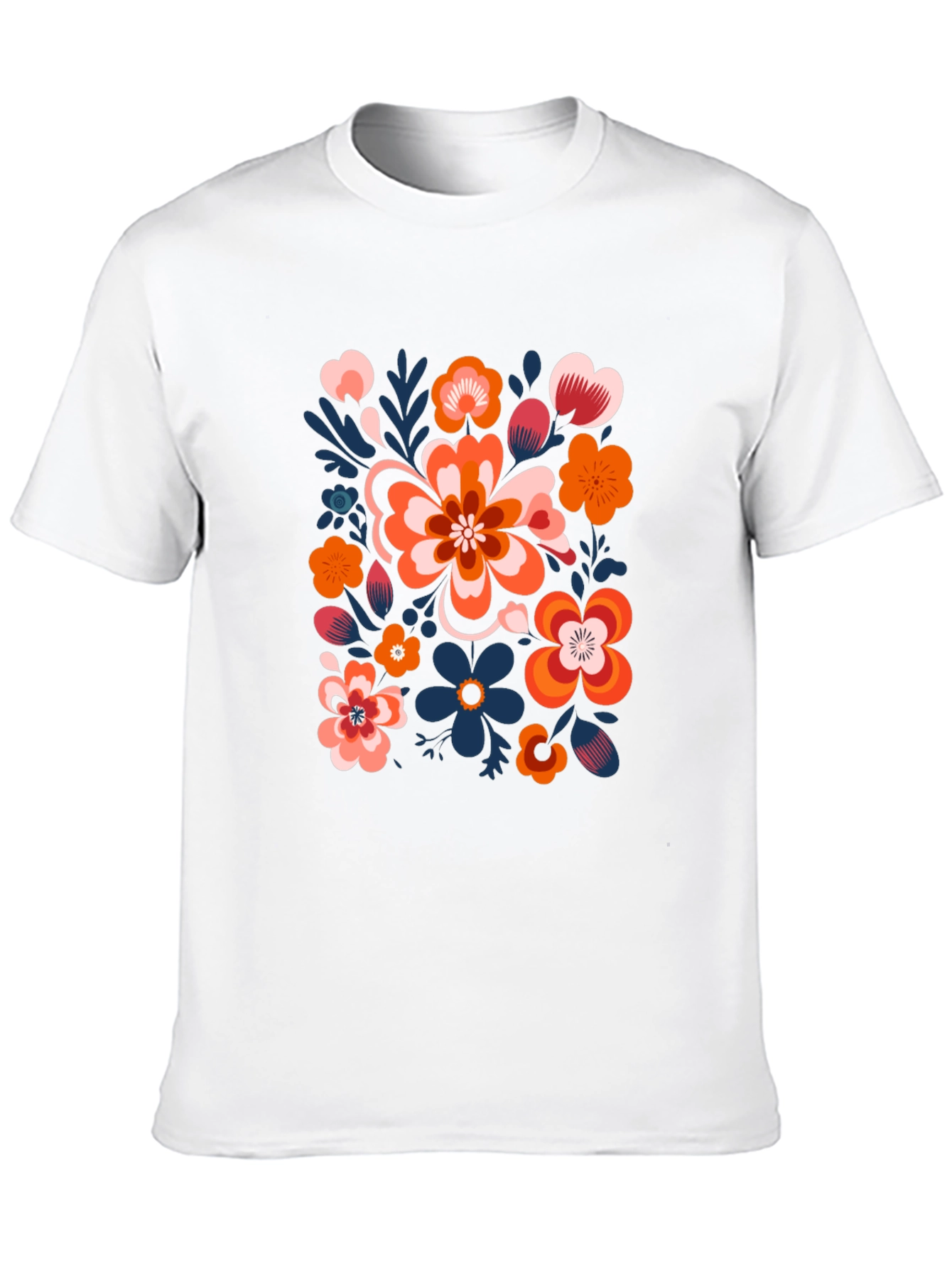 Floral Pattern Black T-Shirt - Unique Graphic Tee