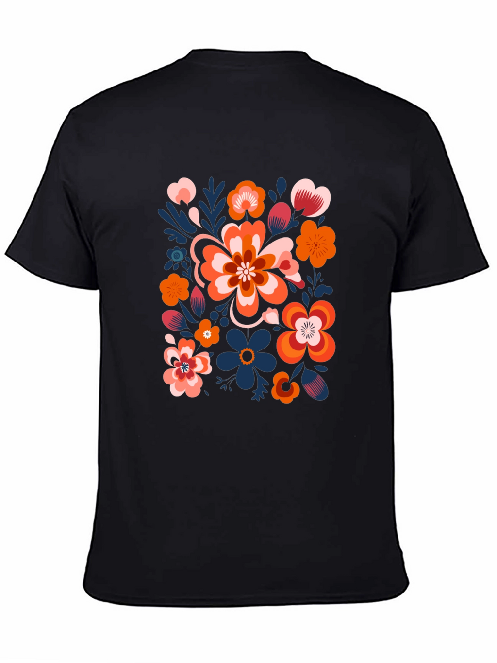 Floral Pattern Black T-Shirt - Unique Graphic Tee