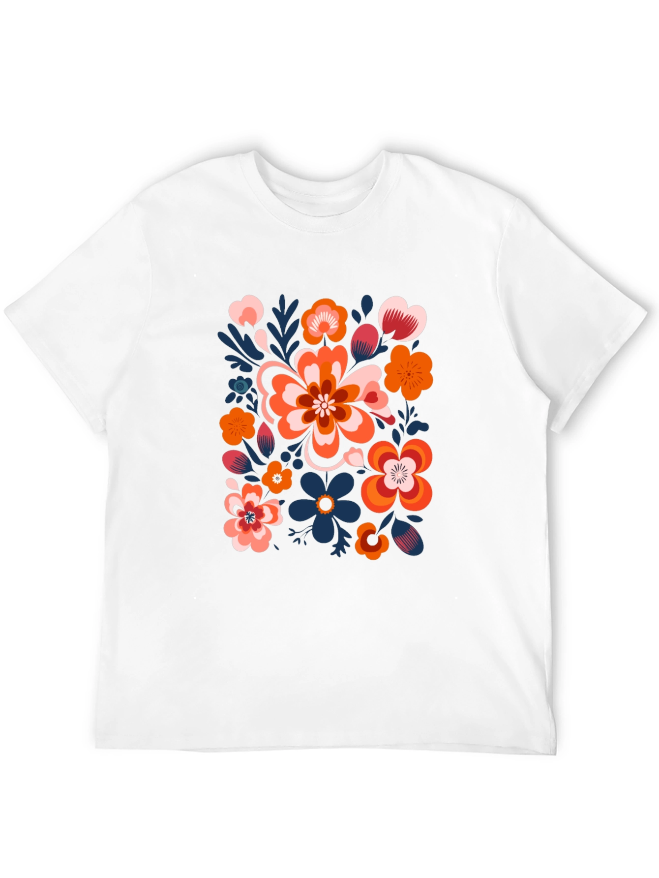 Floral Pattern Black T-Shirt - Unique Graphic Tee