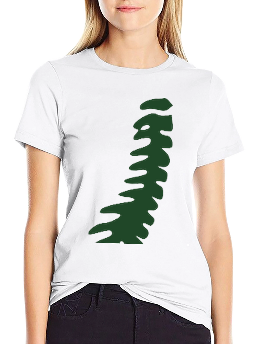 Abstract Green Pattern Black T-Shirt