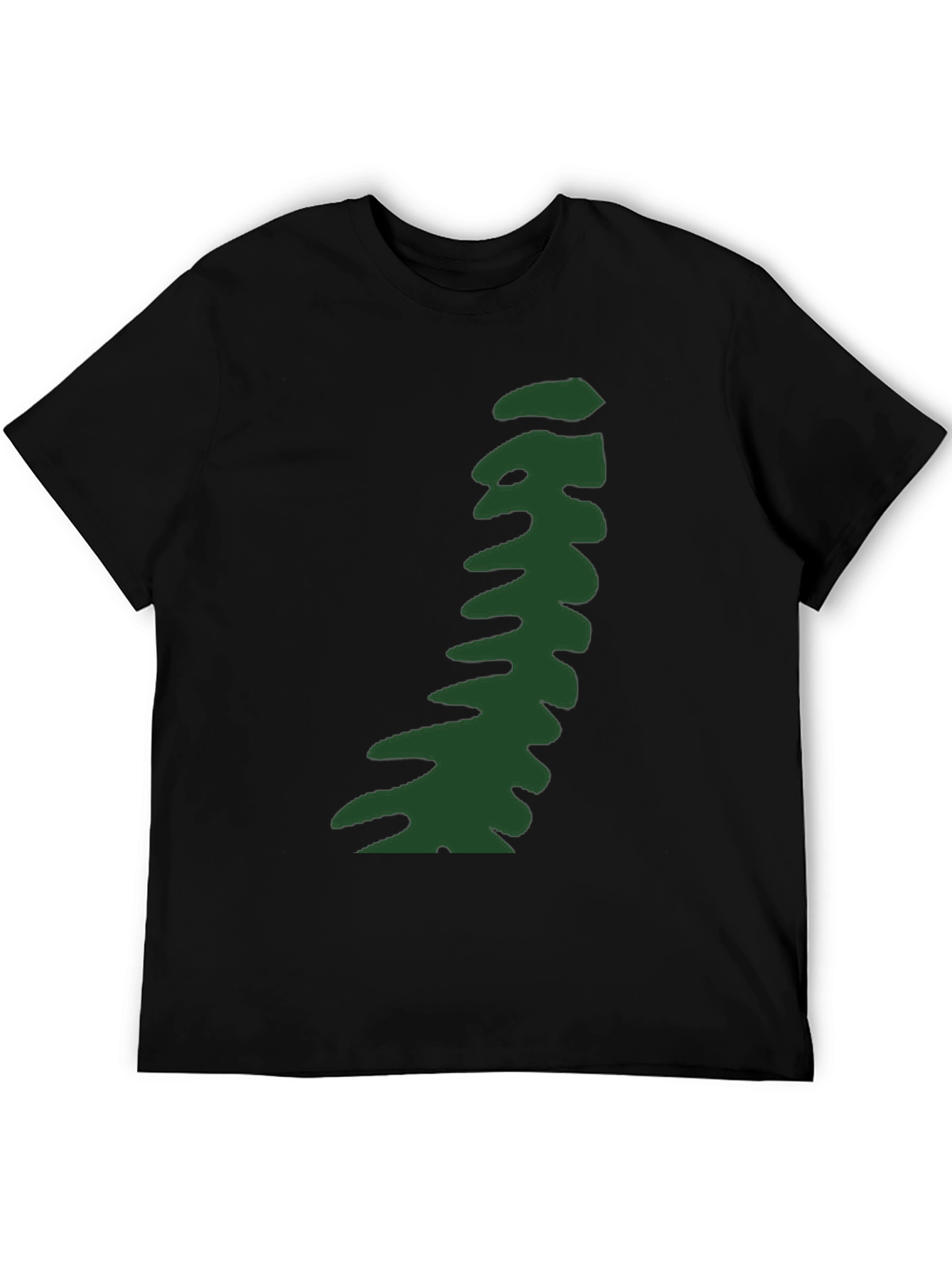 Abstract Green Pattern Black T-Shirt