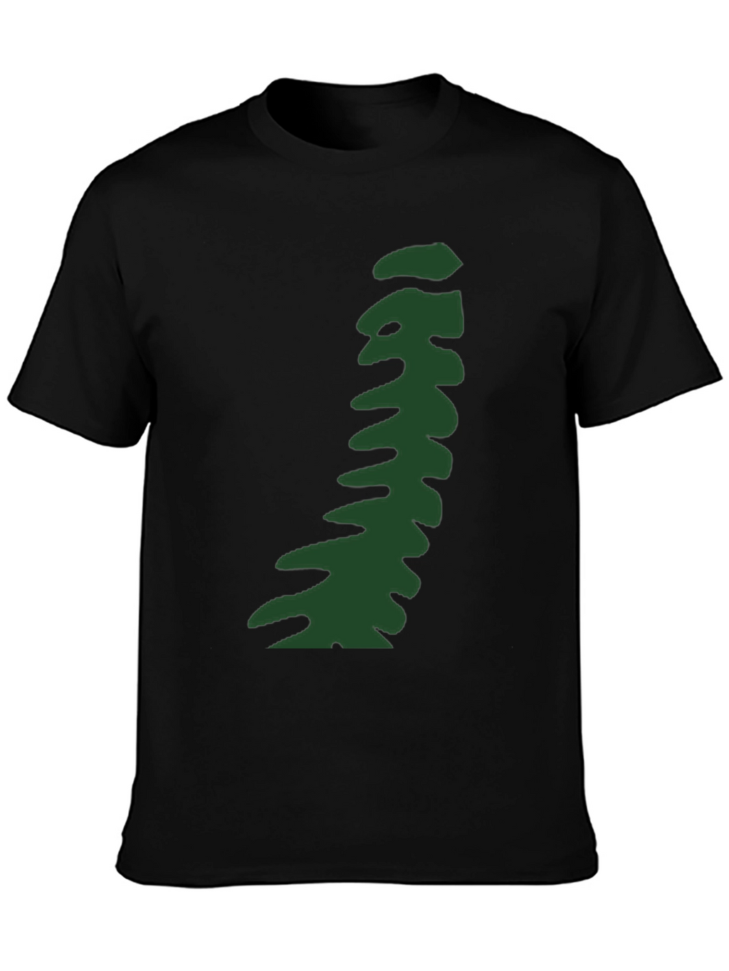 Abstract Green Pattern Black T-Shirt