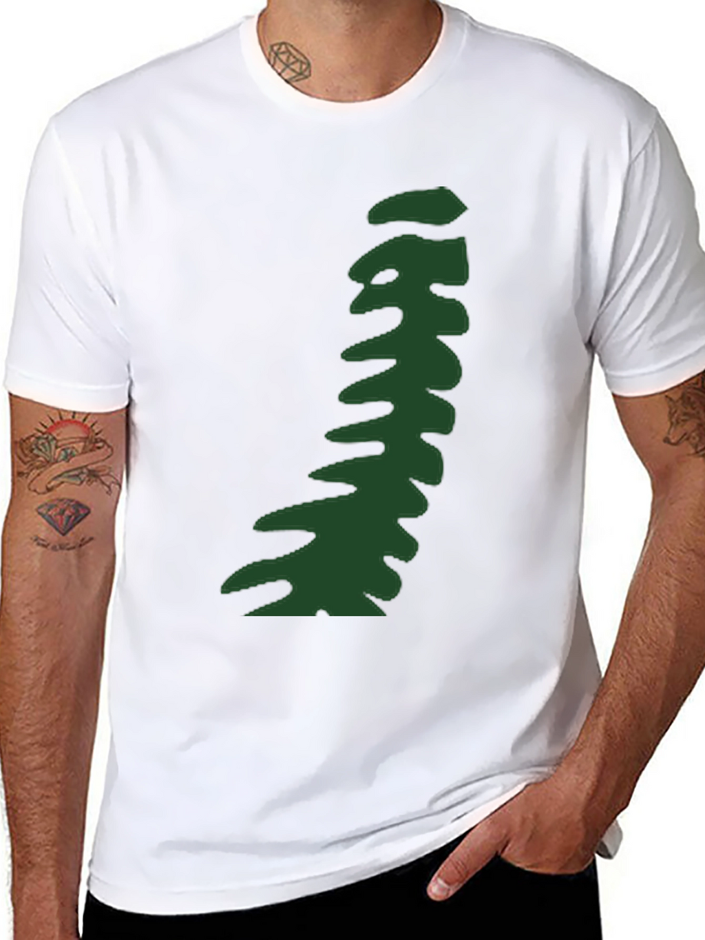Abstract Green Pattern Black T-Shirt