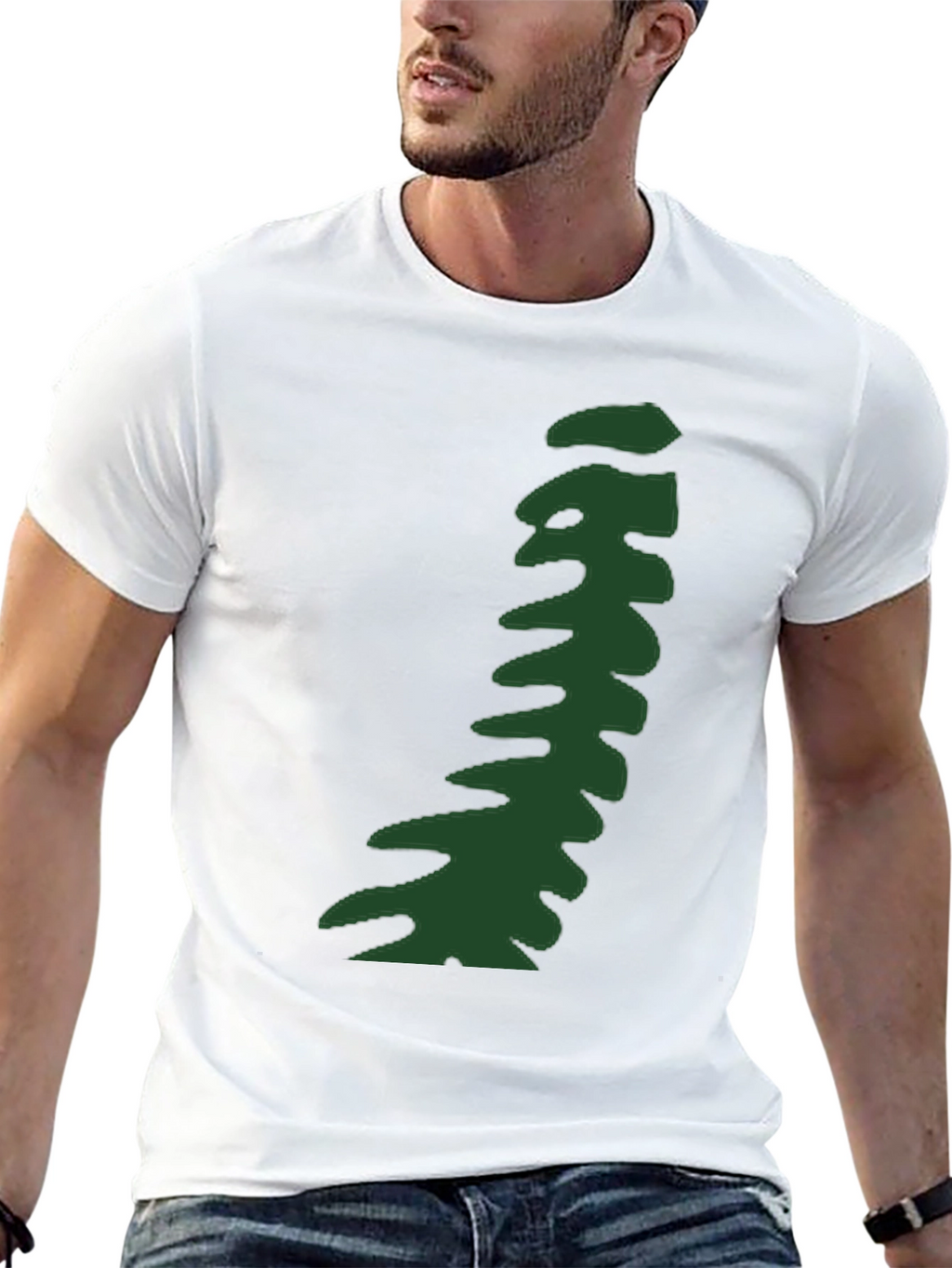 Abstract Green Pattern Black T-Shirt