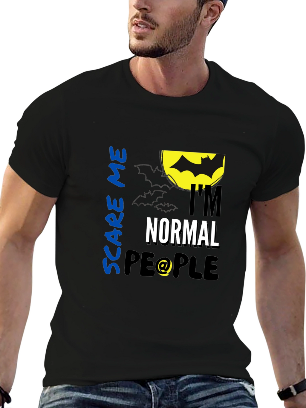 Scare Me Im Normal People Black T-Shirt