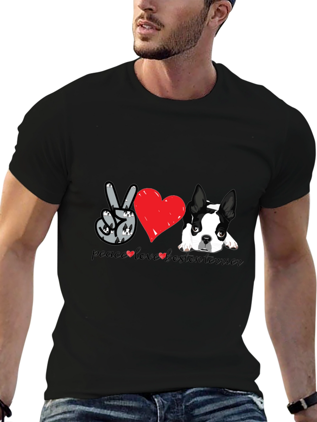 Peace Love Boston Terrier T-Shirt