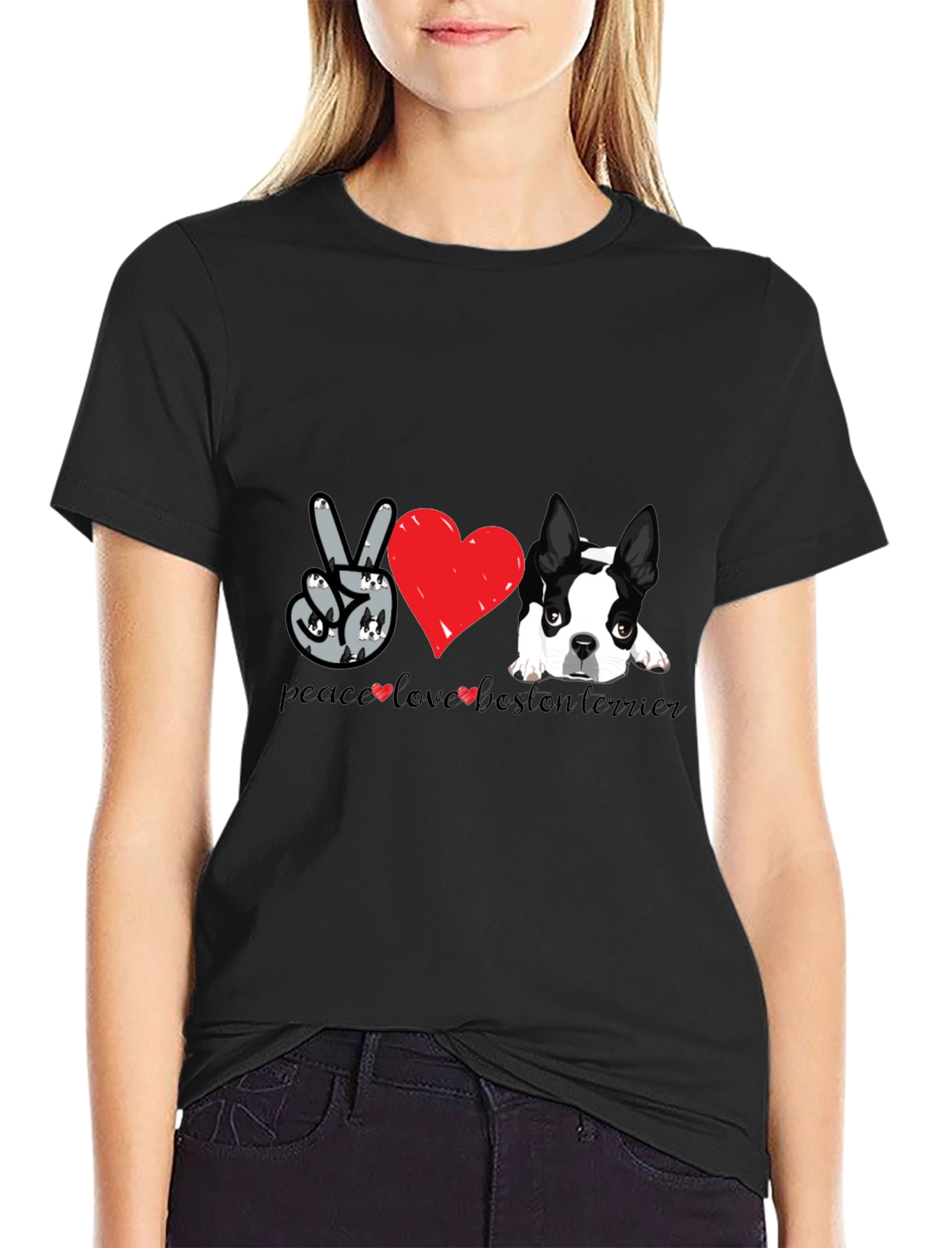Peace Love Boston Terrier T-Shirt